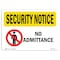 Signmission Safety Sign, OSHA SECURITY NOTICE, 7" Height, 10" Width, No Admittance, Landscape OS-SN-D-710-L-11575 - alternate 1